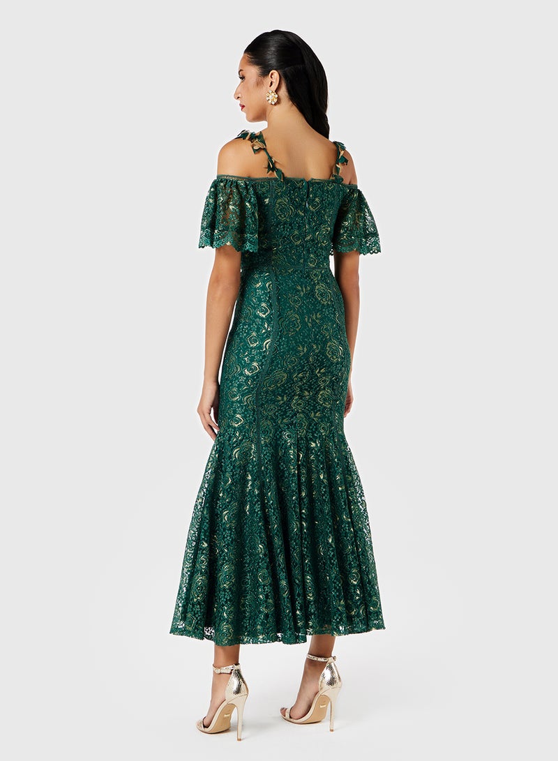 ثريدز باي اجوني فستان بأكتاف مكشوفة ورباط - Image 2