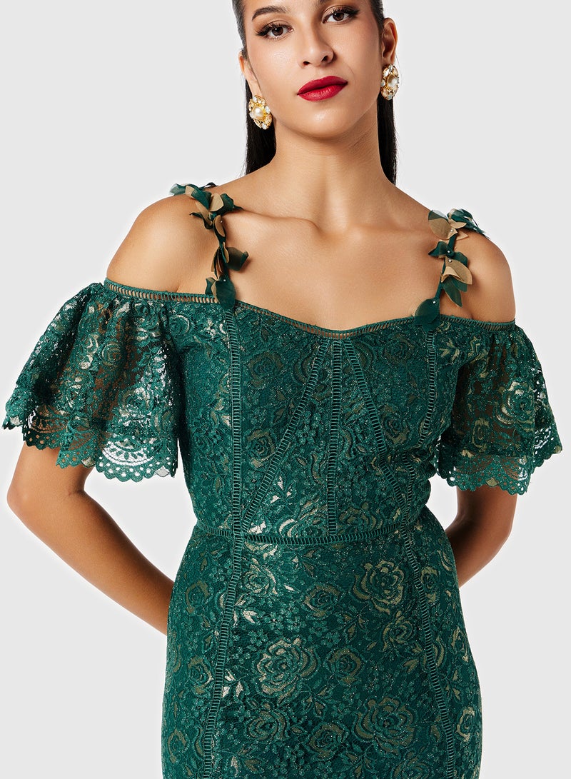 ثريدز باي اجوني فستان بأكتاف مكشوفة ورباط - Image 3