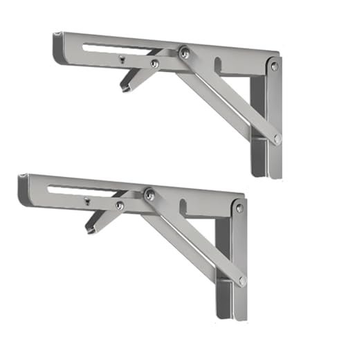 MIKMAYTOO Folding Shelf Brackets Heavy Duty Stainless Steel Collapsible Shelf Bracket for Bench Table Space Saving DIY Bracket Max Load 550lb 16 INCH2PCS - Image 1