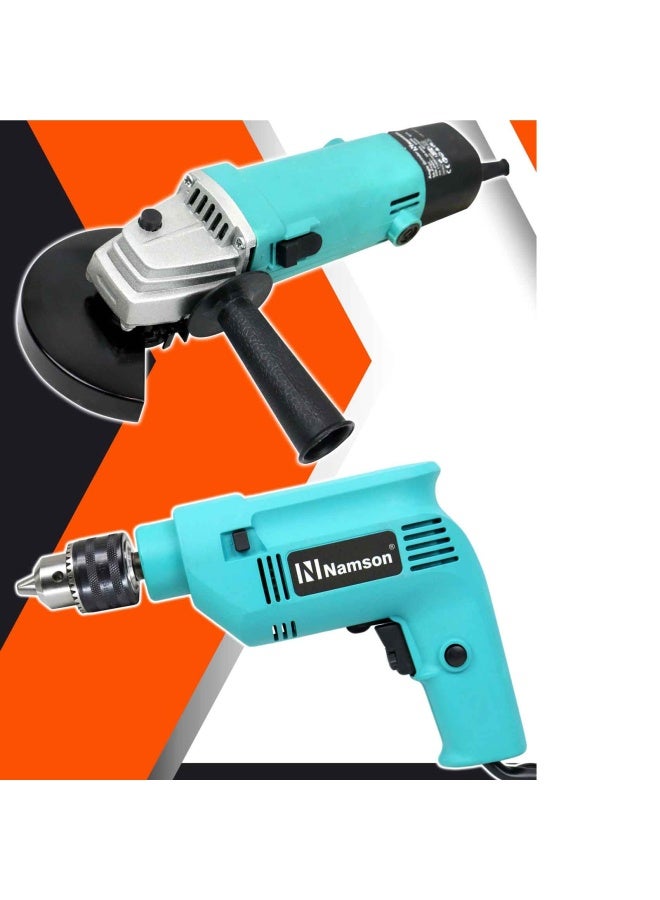 NAMSON 2  Pieces Powertools Set Impact Drill 450W+Angle Grinder 500W Sa-Ptg2N 220-240V 50-60 Hz - Image 3