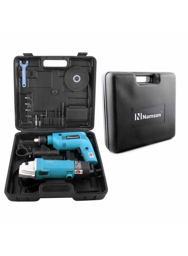 NAMSON 2  Pieces Powertools Set Impact Drill 450W+Angle Grinder 500W Sa-Ptg2N 220-240V 50-60 Hz - Image 5