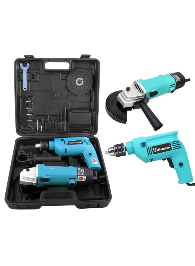 NAMSON 2  Pieces Powertools Set Impact Drill 450W+Angle Grinder 500W Sa-Ptg2N 220-240V 50-60 Hz - Image 4