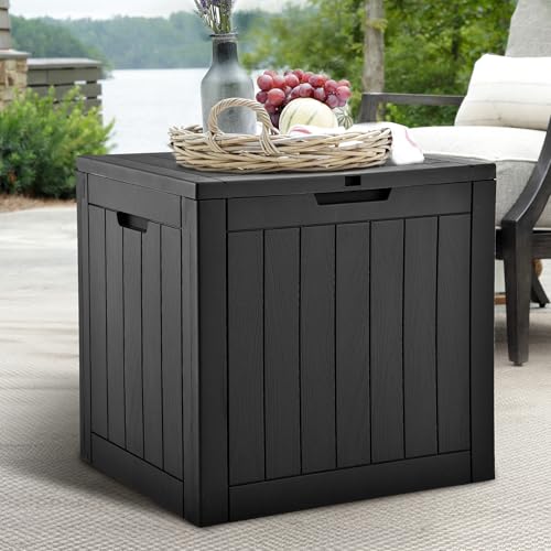 DWVO 30 Gallon Outdoor Storage Box with Side Handles and Lockable Lid, Weatherproof Resin Deck Box for Patio, Cushions, Garden Tools, and Supplies - Black - Image 2