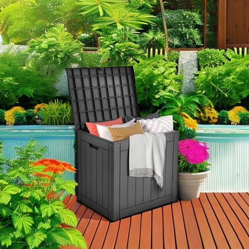 DWVO 30 Gallon Outdoor Storage Box with Side Handles and Lockable Lid, Weatherproof Resin Deck Box for Patio, Cushions, Garden Tools, and Supplies - Black - Image 5