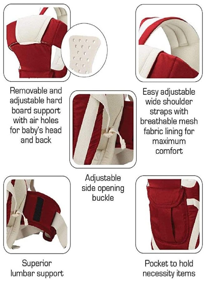 SKMODEL STYLISH Kid Adjustable Hands-Free 4-In-1 Baby Carrier Cum Kangaroo Bag With Comfortable Head Support & Buckle Straps For 0-18 Months Baby (Purple) - Image 4