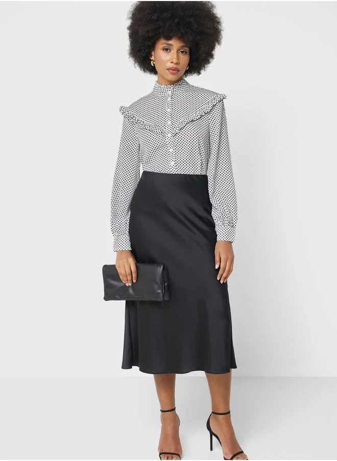 Little Mistress Button Down Puff Sleeve Dress
