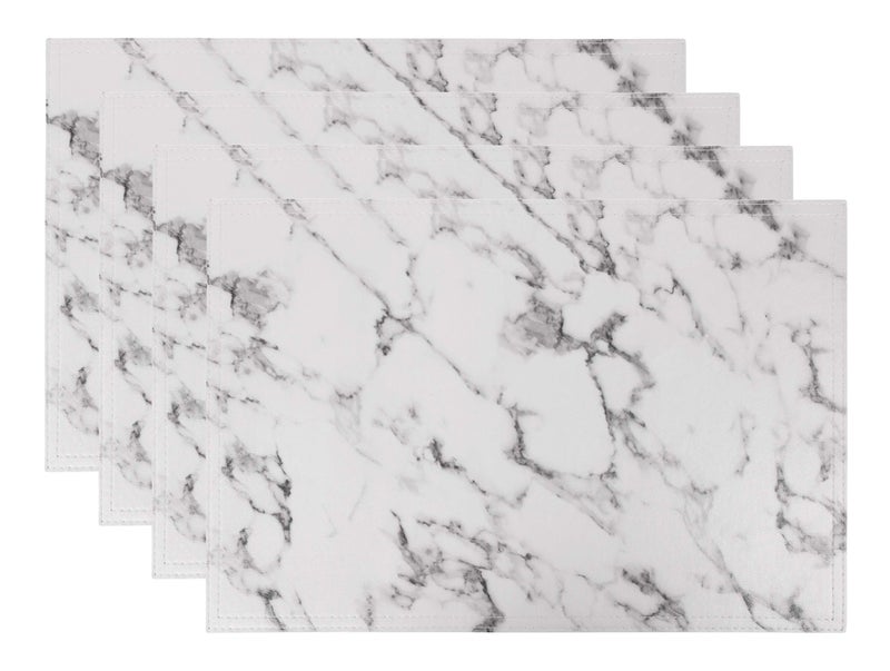 Marble Faux Leather PU Placemats Set of 4 Washable Stain Resistant for Dining Room Kitchen Table Decor