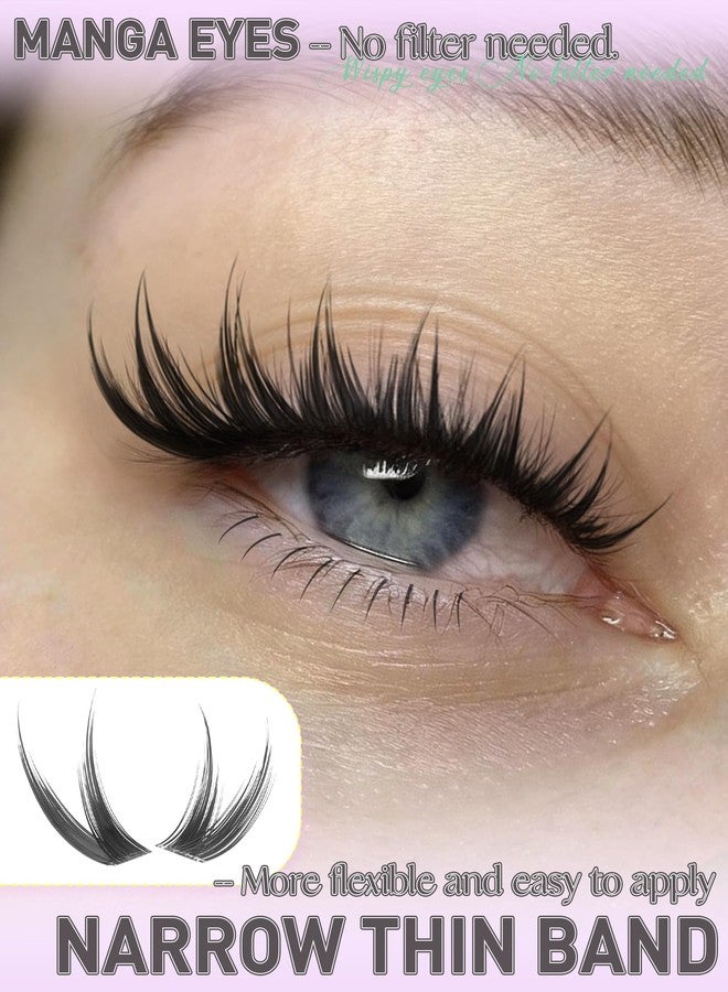 Boahankuke Manga Lash Clusters with Spikes Bunny Wispy Eyelash Clusters with Bottom Lashes 10-16MM Anime Cluster Eyelash Extensions Thin Band Fairy Individual Lashes CD Curl Spiky Lash Extensions Daily Wear - Image 4