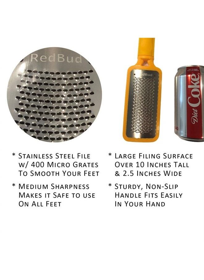 Red Bud - Foot File & Callus Remover by Red Bud, Eliminates Painful Feet Calluses, Pedicure Foot Scraper Easily Removes Dead Skin & Hard Calluses, Get Smooth Callus-Free Feet Using this Large Steel Rasp - Image 1