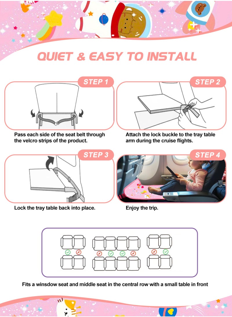 Toddler Travel Bed，Toddler Airplane Seat Extender, Foldable Travel Bed for Kids, Portable Plane Travel Essentials for Toddler Leg Rest & Lie Down, with Side Pockets (Pink) - pzsku/ZACF716CE48FF0A4D547DZ/45/_/1726647623/7ceb63a2-861c-47d4-b6c0-46dad8be629e