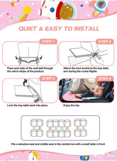 URbazaar Toddler Travel Bed，Toddler Airplane Seat Extender, Foldable Travel Bed for Kids, Portable Plane Travel Essentials for Toddler Leg Rest & Lie Down, with Side Pockets (Pink)  - Image 4