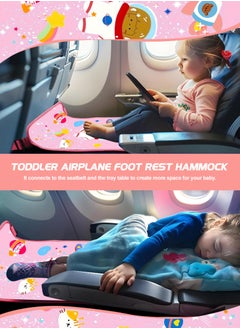 URbazaar Toddler Travel Bed，Toddler Airplane Seat Extender, Foldable Travel Bed for Kids, Portable Plane Travel Essentials for Toddler Leg Rest & Lie Down, with Side Pockets (Pink)  - Image 5
