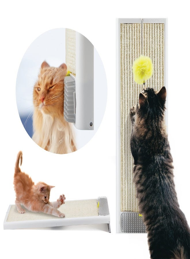 SVD.PET Cat Scratching Post, Natural sisal Pad Cat Scratching Board, Kitten Scratcher w/Replaceable Natural sisal Pad & Self-Groom Brush, Wall Mounted or Floor Use, Cat Toys Included(20x6.5) - Image 1