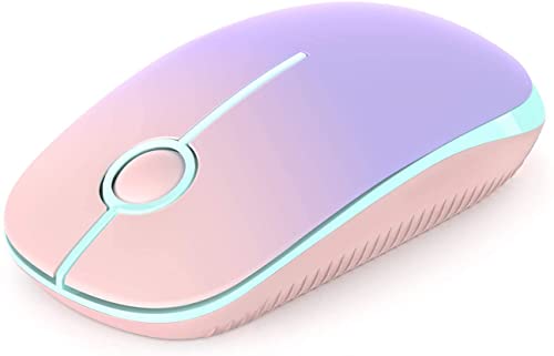 VssoPlor Wireless Mouse, 2.4G Slim Portable Computer Mice with Nano Receiver Quiet Silent Optical Laptop Mouse for Notebook, PC, Laptop, Computer-Pink to Purple - Image 1