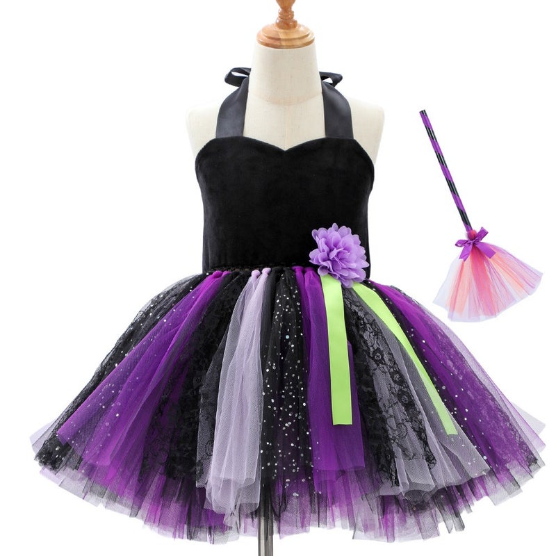 European and American Halloween Party Magic Wicked Witch Dress - Sleepy Witch Cosplay Tulle Tutu - Image 1