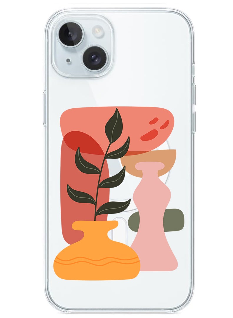 Theodor Magnetic Case for iPhone 15 Plus 6.7-inch Compatible with MagSafe Wireless Charging, Shockproof Phone Bumper Cover Vase leaf - Image 1