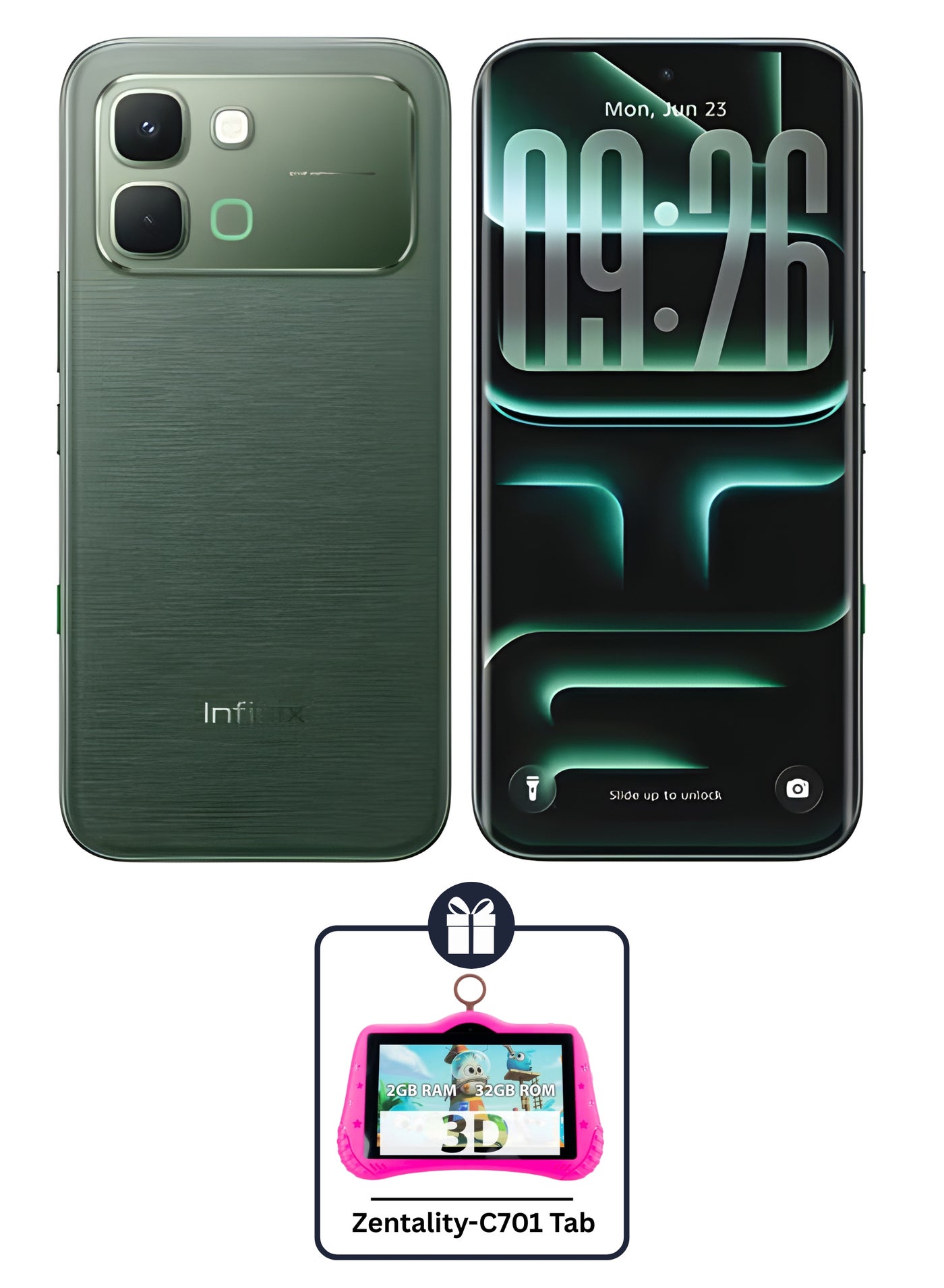 Infinix Note Edge Dual SIM Silk Green 8GB RAM 256GB 5G + Zentality C-701 Kidz Tab - Middle East Version