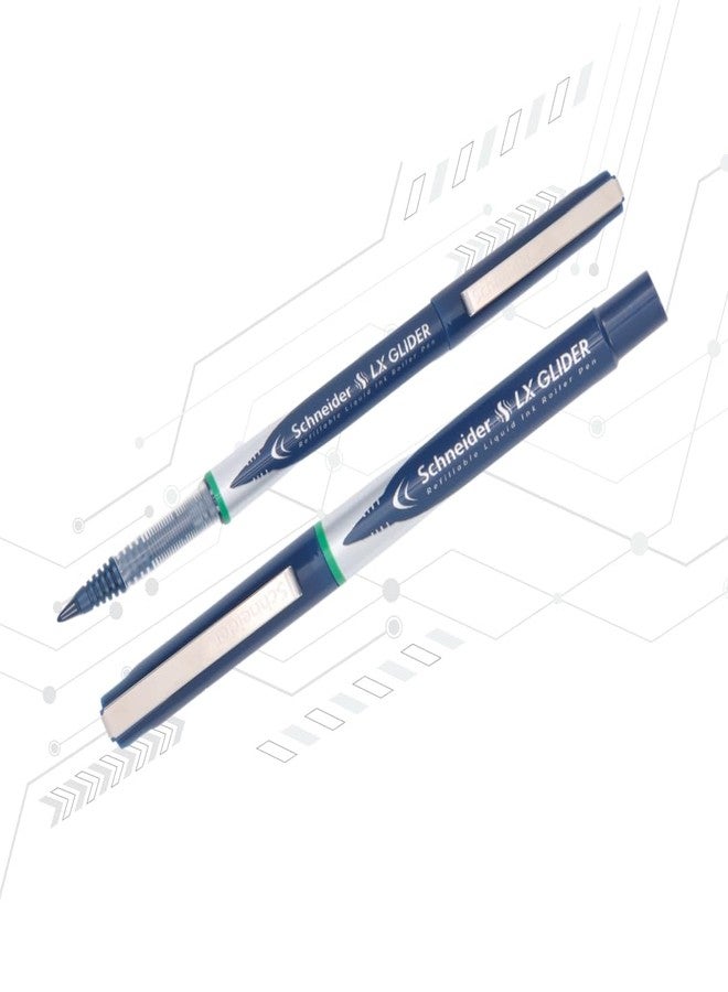 Luxor Schneider, LX Glider Pens, Pack of 3, Ink- (Blue, Black, Green) +1 Refill, Hybrid Tip, Refillable, Liquid Ink Roller Pen, A Perfect Pen for Discerning Professionals - Image 2