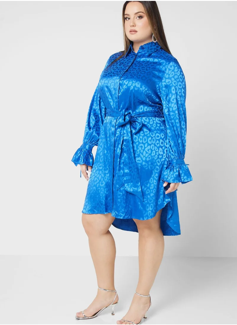 lovedrobe Belted Cuff Detail Button Down Dress
