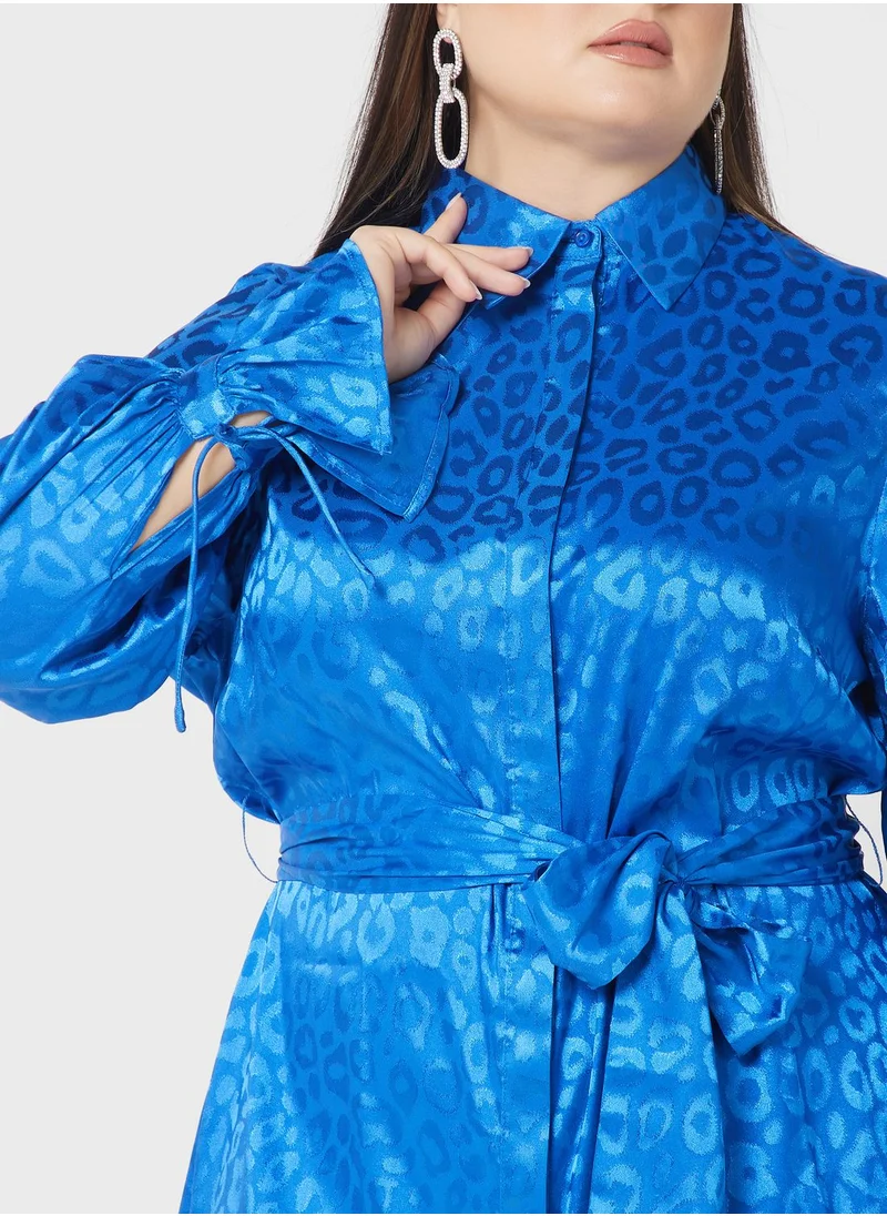 lovedrobe Belted Cuff Detail Button Down Dress