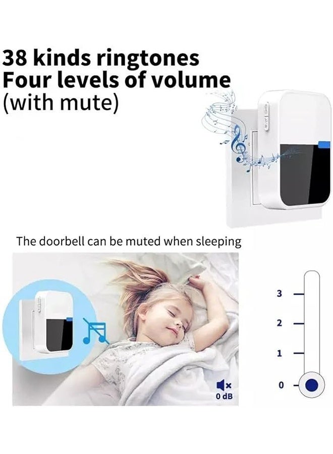 HAVEN Waterproof Wireless Doorbell with UK Plug, 200m Range, 38 Sounds and 4 Levels of Volume, Cordless Doorbell for Home, Office, Apartment, Hotel, Warehouse and Anti-Theft - Image 5