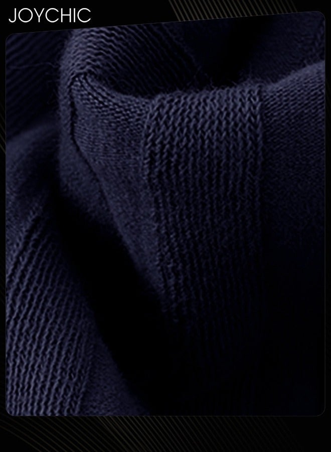 NIBEMINENT Men's Spring and Autumn Pajama Bottom Double-side Pure Cotton Skin-friendly Sleep Trousers Loose Comfortable Home Pants with Pockets Dark Blue  - Image 3