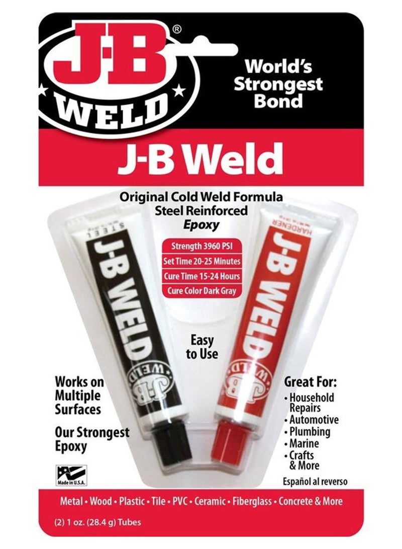 J-B WELD ORIGINAL COLD WELD FORMULA STEEL EPOXY PROFESSIONAL SIZE Twin Tube 56.8 g