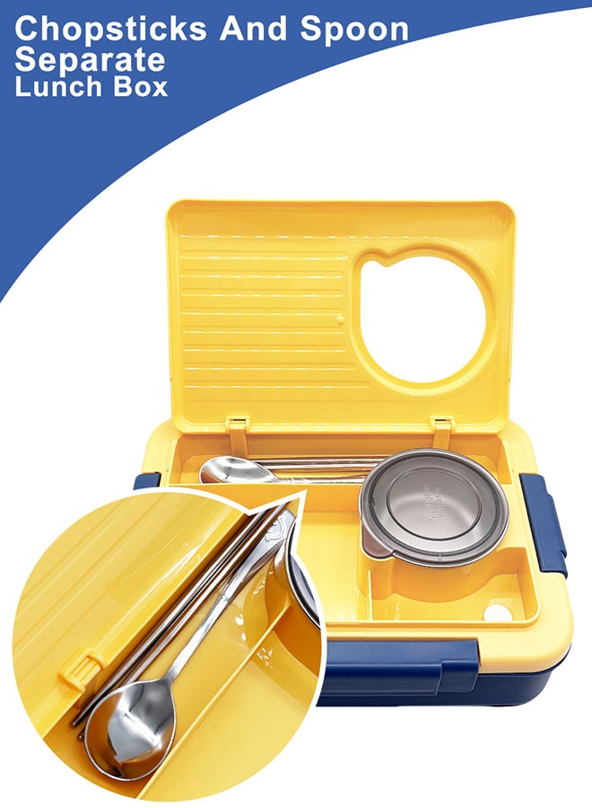 Noon East Stainless Steel Lunch Box, 1100ml, Double Decker, Flowproof Lid, Portable Food Container - Blue  - Image 3