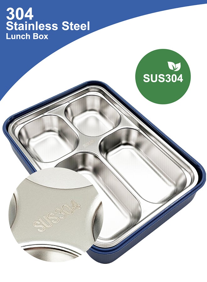 Noon East Stainless Steel Lunch Box, 1100ml, Double Decker, Flowproof Lid, Portable Food Container - Blue  - Image 4