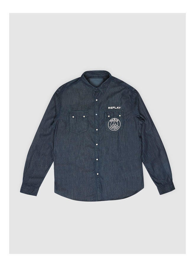 Replay - Collared Neck Long Sleeve Plain/Basic Shirt - Image 1