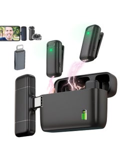 LUCKIER ميكروفون لاسلكى للهواتف المحمولة من النوع C، حافظة شحن USB-C iPhone 15، ميكروفون صغير لإلغاء الضوضاء، ميكروفون مشبك لتسجيل الفيديو، بث الغناء  - Image 1