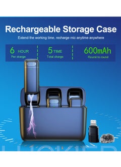 LUCKIER ميكروفون لاسلكى للهواتف المحمولة من النوع C، حافظة شحن USB-C iPhone 15، ميكروفون صغير لإلغاء الضوضاء، ميكروفون مشبك لتسجيل الفيديو، بث الغناء  - Image 3