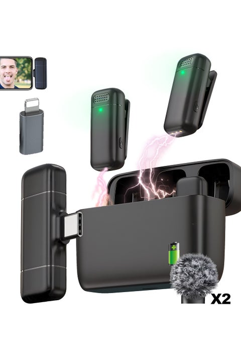ميكروفون لاسلكى للهواتف المحمولة من النوع C، حافظة شحن USB-C iPhone 15، ميكروفون صغير لإلغاء الضوضاء، ميكروفون بمشبك لتسجيل الفيديو، بث الغناء