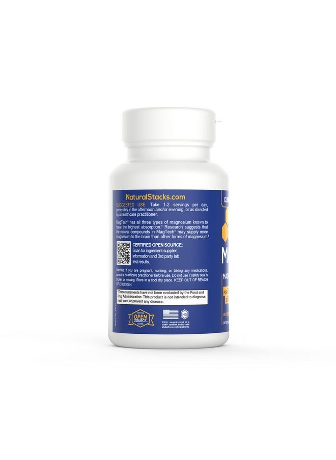 Natural Stacks - Magtech Magnesium Supplement Magtein Magnesium Lthreonate For Memory Glycinate For Sleep Taurate For Cramps  Recovery Triple Blended 100% Chelated Magnesium Complex 90 Count - Image 1