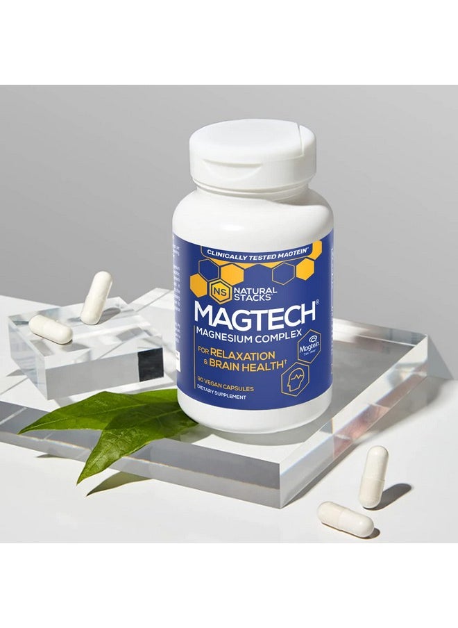 Natural Stacks - Magtech Magnesium Supplement Magtein Magnesium Lthreonate For Memory Glycinate For Sleep Taurate For Cramps  Recovery Triple Blended 100% Chelated Magnesium Complex 90 Count - Image 1