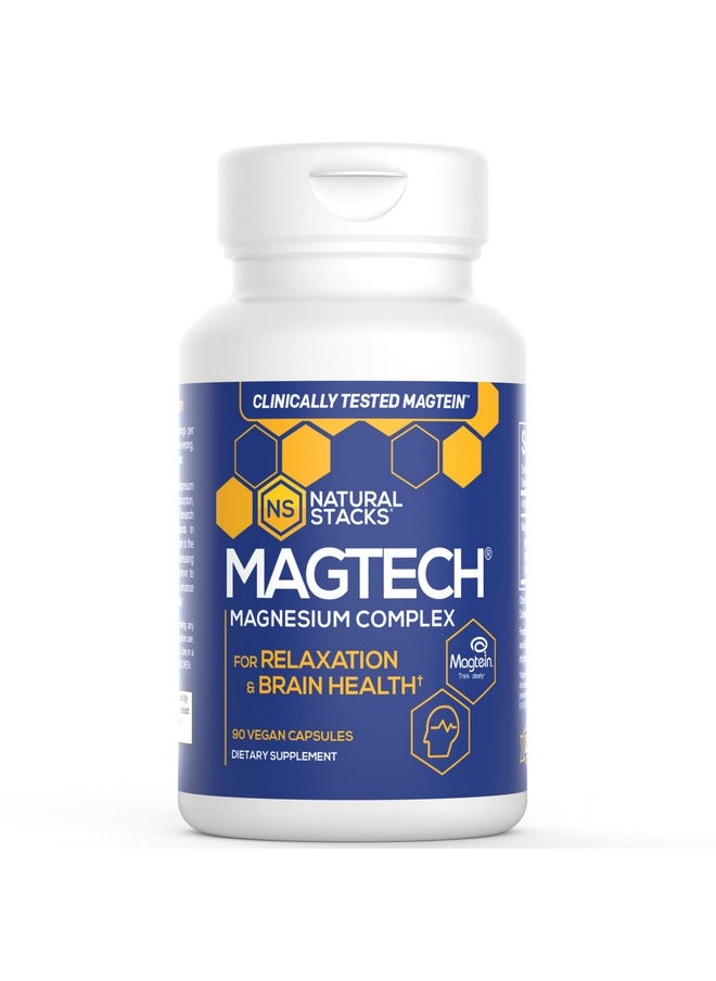 Natural Stacks - Magtech Magnesium Supplement Magtein Magnesium Lthreonate For Memory Glycinate For Sleep Taurate For Cramps  Recovery Triple Blended 100% Chelated Magnesium Complex 90 Count - Image 1