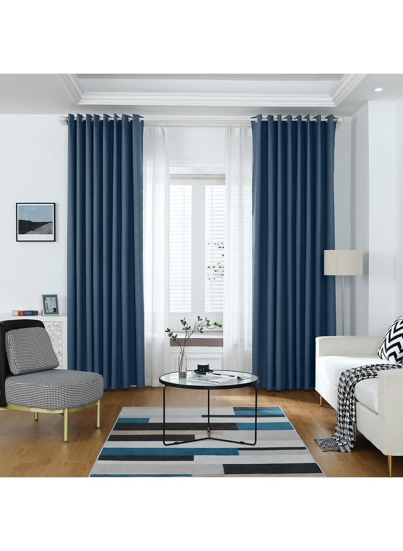 Bluejw 2-Piece Blackout Outdoor Curtains Dark Blue - Image 1