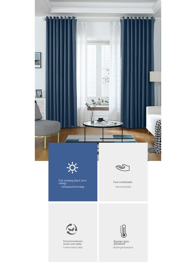 Bluejw 2-Piece Blackout Outdoor Curtains Dark Blue - Image 2