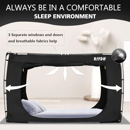 RIYDH Bed Tent Bed Canopy Twin Size Tents for Adult and Kids- Original Design Portable Dream Tent Indoor Sleeping Tents 80% Blackout with 3 Doors Breathable Big Space Tents - Image 3