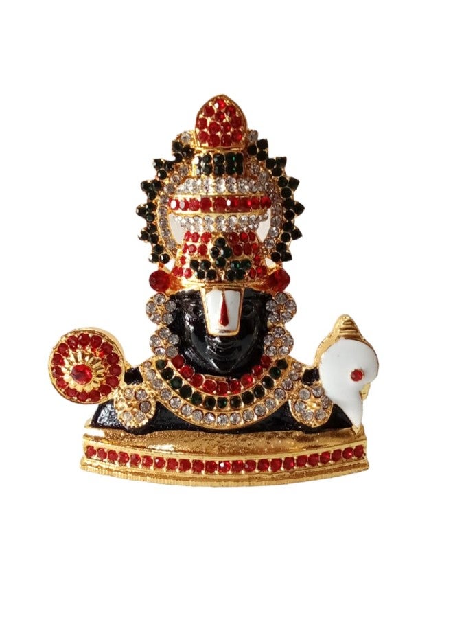 BEXCO Lord Venkateswara Balaji Multi Colored Stone Studded Gold Finish self Standing Statue for car Dashboard (0266col) - Image 4