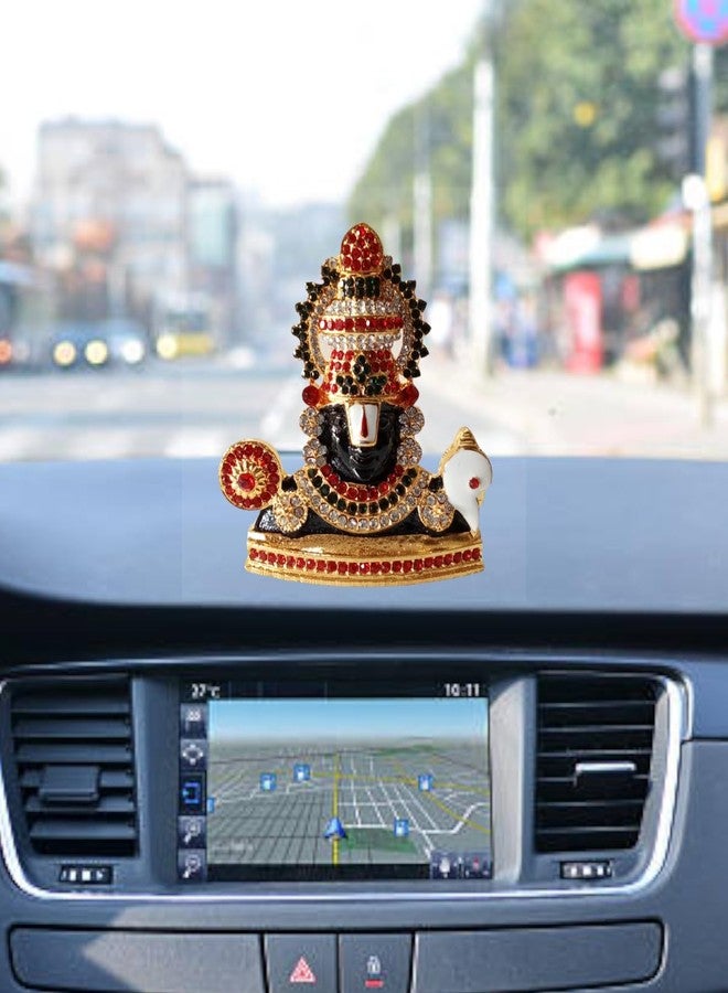 BEXCO Lord Venkateswara Balaji Multi Colored Stone Studded Gold Finish self Standing Statue for car Dashboard (0266col) - Image 1