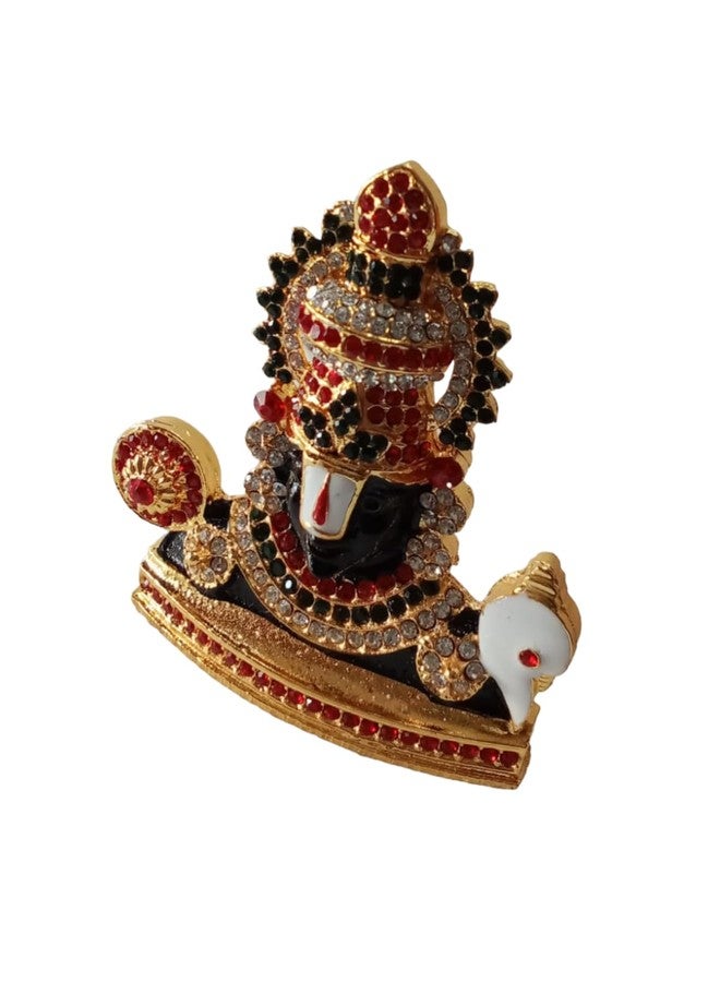 BEXCO Lord Venkateswara Balaji Multi Colored Stone Studded Gold Finish self Standing Statue for car Dashboard (0266col) - Image 3