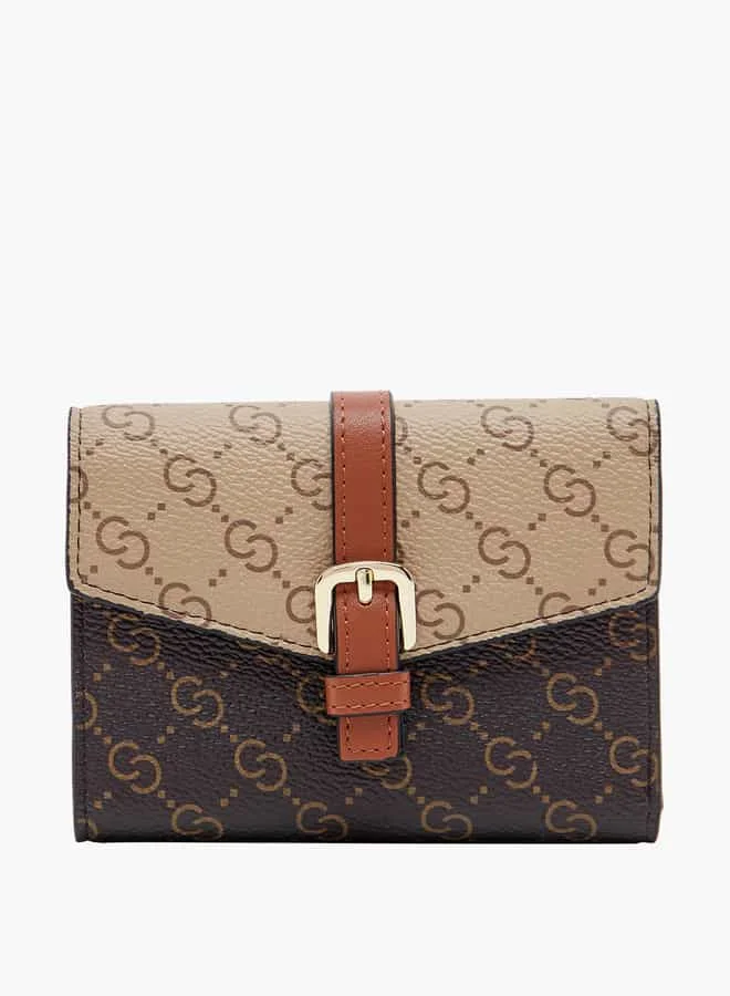 Celeste Women Monogram Print Bi-Fold Wallet with Magnetic Closure