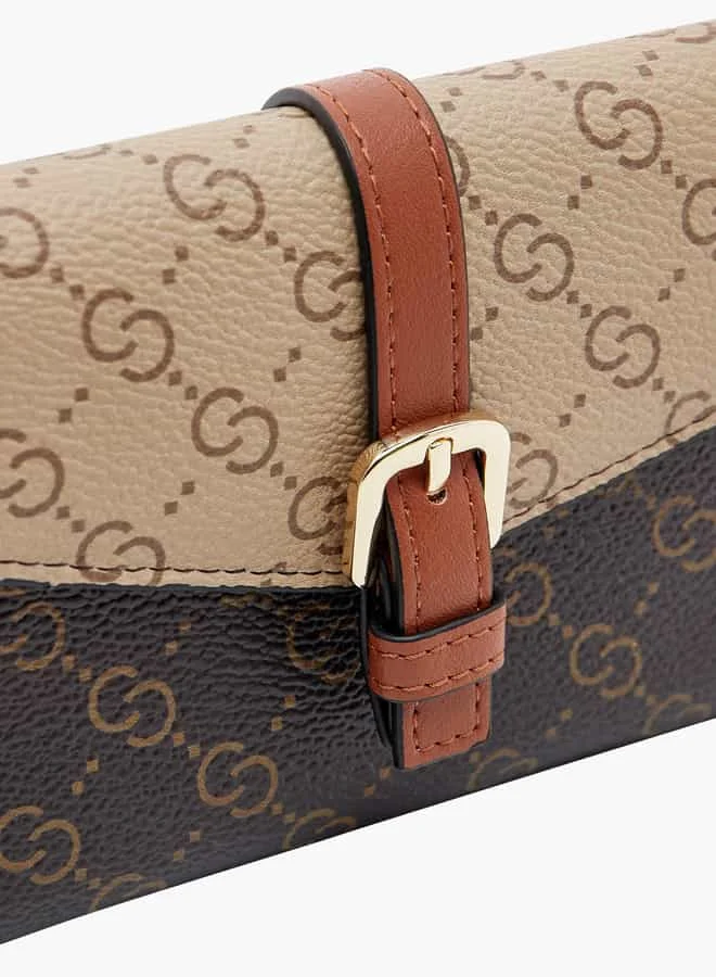 Celeste Women Monogram Print Bi-Fold Wallet with Magnetic Closure