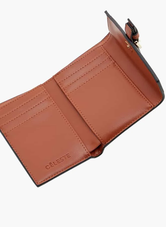 Celeste Women Monogram Print Bi-Fold Wallet with Magnetic Closure