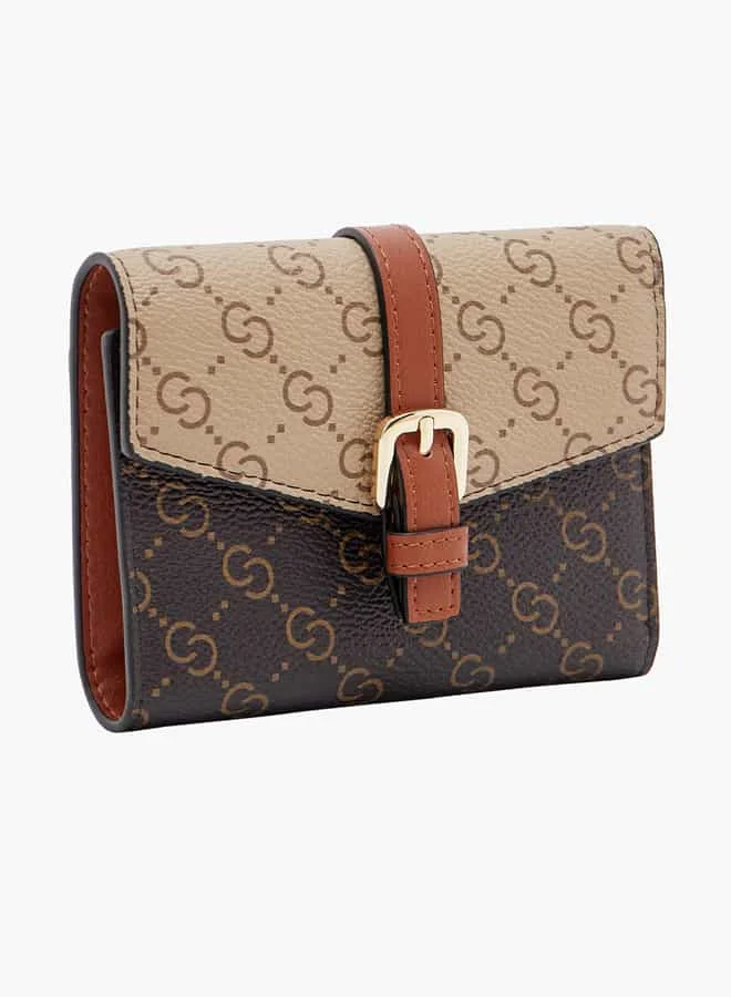 Celeste Women Monogram Print Bi-Fold Wallet with Magnetic Closure