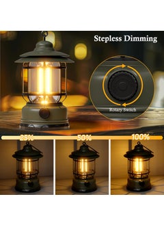 KUNDGLA 1 Pack Camping Lantern Battery Powered with Stepless Dimming Rechargeable Battery LED Lantern for Power Outage Camping Essentials Light for Emergency Hurricane CampingTent  - Image 3