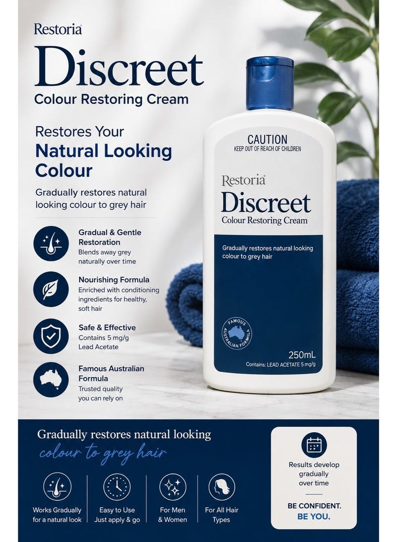 Restoria Discreet Colour Restoring Cream for Grey Hair, Gradually Restores Natural Hair Colour, Suitable for Men & Women, 250ml - Image 3