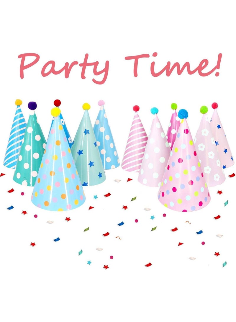 Mitoy 12 PCS Birthday Party Cone Hats for Kids and Adults, Colorful Party Hats, Birthday Celebrations and Party Decorations - Image 2