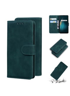 HuHa Case Cover For Realme 5/5S/6i/5i/Narzo 10/Narzo 10A Skin Feel Pure Color Flip Leather Phone Case Green 